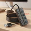 Hub DARON USB 3.0, 4 cổng có công tắc Bộ chia USB đa năng, Bộ chuyển đổi nguồn cáp dài tốc độ cao 5Gbps Nhiều trạm nối trung tâm mở rộng