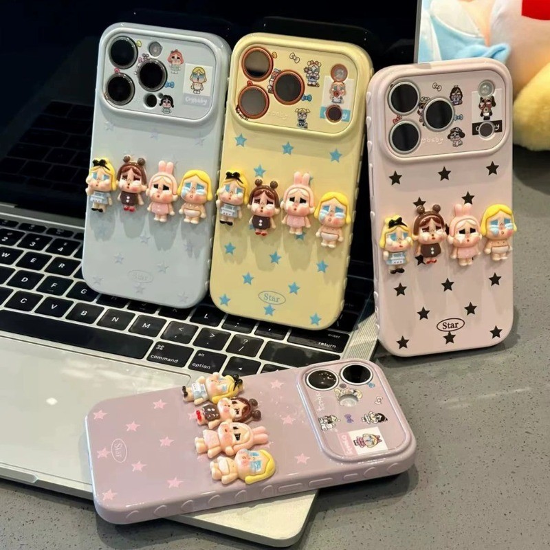 Vỏ điện thoại iPhone búp bê khóc ba chiều dễ thương Vỏ cao su mềm iPhone - 7/8/11/12/13/14/15/16/17/Plus/Air/Pro/Max