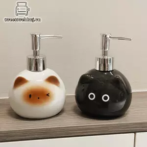 Nhíp Gốm Xiêm Mèo Nước Rửa Tay Chai Báo Chí Dầu Gội Vệ Sinh Sữa Tắm Miếng Dán Bình Đựng Xà Phòng Chất Lỏng VN