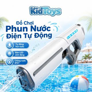 Đồ Chơi Phun Nước Điện KidToys Tự Hút Nước - Có Đèn LED, Chống Thấm Cho Bé Chơi Hè