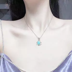 HNKMP Dạ Quang Phát Sáng Trong Bóng Tối Mặt Trăng Hoa Sen Hình Mặt Dây Chuyền Nelace Dành Cho Nữ Yoga Cầu Nguyện Phật Giáo Trang Sức.