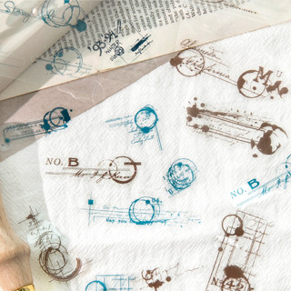 ENWEI 2 Chiếc [Dòng Dấu Vết Phai Màu] Viết Tay Bản Thảo Postmark Dải Phim Ánh Sáng Vintage Nhật Ký Dán Thêu Sò Giấy Thủ Công
