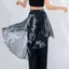 CATMALLER88 Khăn quàng váy voan, Váy buộc dây khiêu vũ nhẹ eo cao, Harajuku Y2K Dạo phố Họa tiết cây hoa ren thắt lưng trang trí quần jean