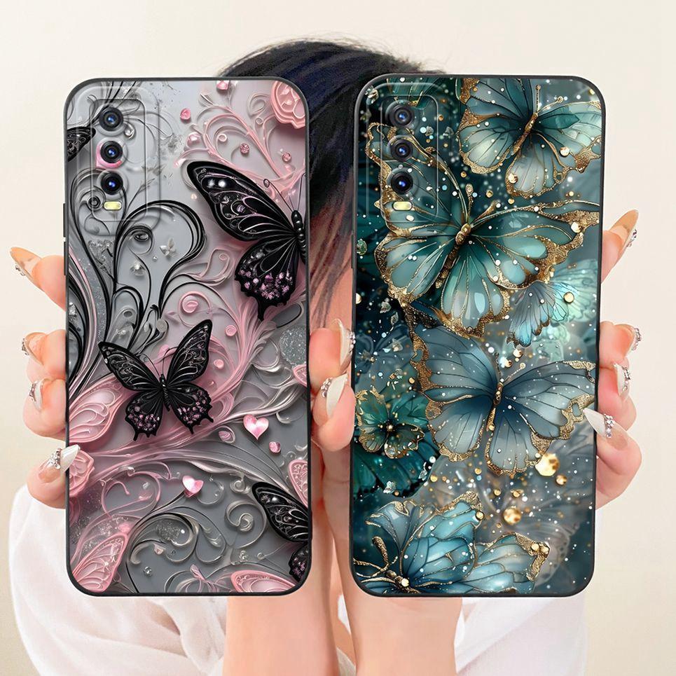 Dành Cho Vivo Y11s Y12s 2021 Y20 Y20s Y20i Y20a Ốp Điện Thoại Hoa Bướm Da Báo In Nơ Họa Tiết Vỏ Silicon Mềm Ốp Lưng