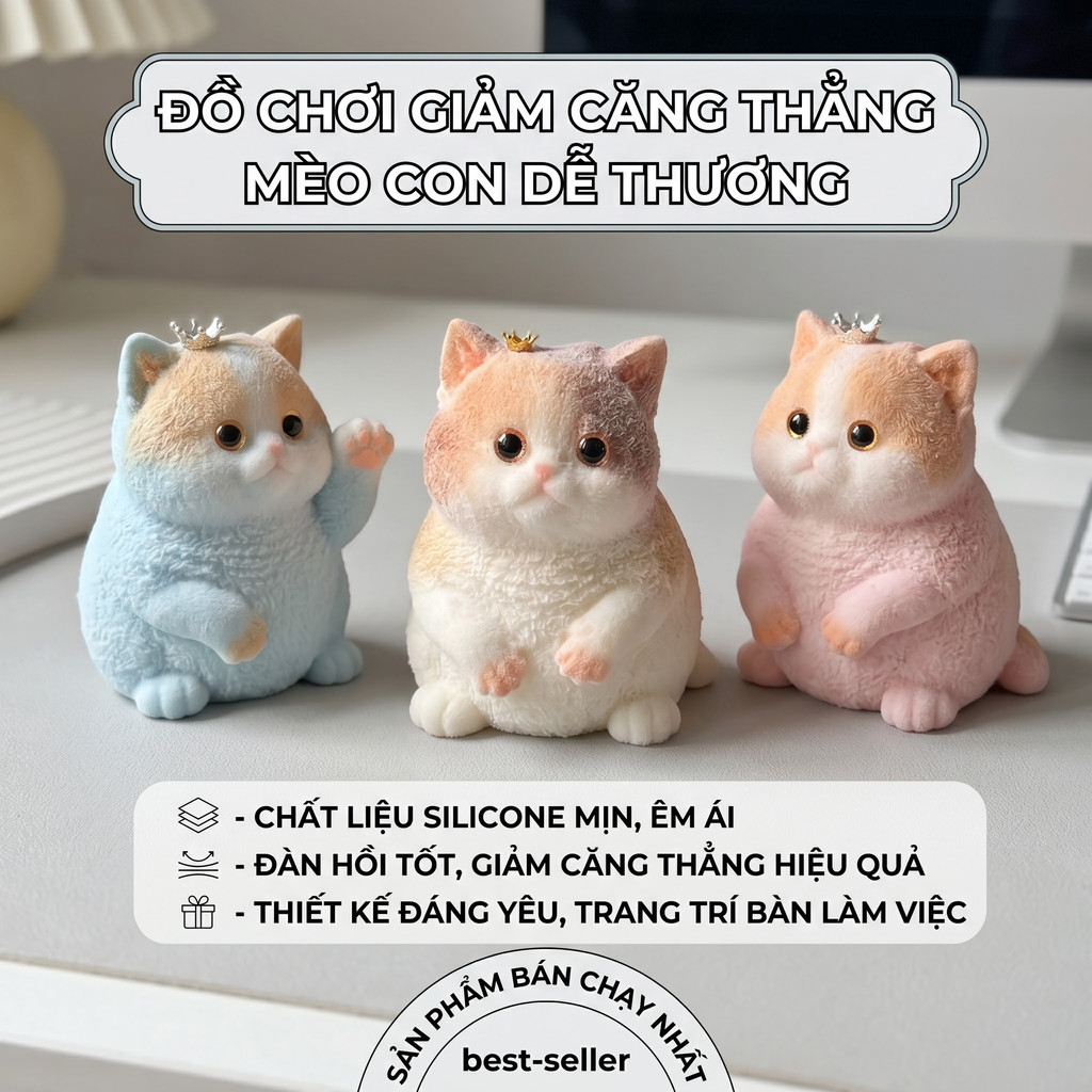 Mèo mũm mĩm silicon mềm dẻo, phục hồi chậm Silicon, Mềm dính, Giảm căng thẳng, Mỡ cam