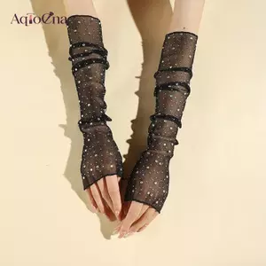 AqToCna Chụp Ảnh Baground Thời Trang Lấp Lánh Lưới Dài Ren Găng Tay Trang Trí Móng Tay Chống Đỡ Phụ Kiện Tay Gợi Cảm Tay Làm Móng Tay Dụng Cụ Chụp Ảnh AqToCna