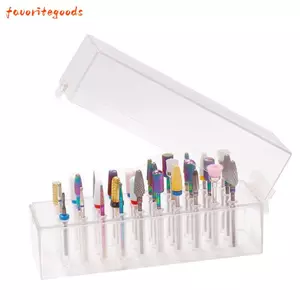Hộp lưu trữ mũi khoan móng tay FAVORITEGOODS, Hộp đựng làm móng tay chuyên nghiệp trong suốt, 30 / 48 lỗ Dụng cụ đánh bóng móng tay chống bụi Dụng cụ khoan móng tay Giá đỡ trưng bày