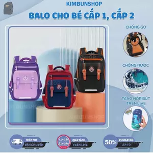 Balo Anh Quốc chống gù, chống nước hoạ tiết đơn giản cho các bé cấp 1, cấp 2 -Kimbunshop36