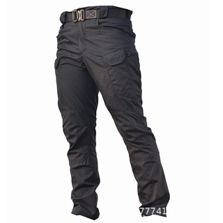 Short cargo nam đen vải nhẹ có dây lưng khóa nhựa, short nhiều túi streetwear thời trang mùa hè dễ phối đồ