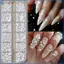XOITU 12 ô đá đính móng nửa tròn đáy phẳng, ngọc trai & kim cương giả 3D, phụ kiện charm trang trí nghệ thuật móng VN