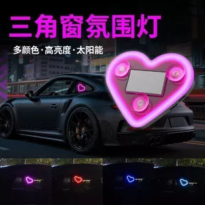 Đèn LED năng lượng mặt trời Xe tình yêu Đèn neon Xe không dây Neon Dạ quang Nội thất ô tô Trang trí bầu không khí Tam giác Cửa sổ Ánh sáng 26.3.22