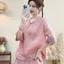 2025 Rời Thêu Vải Lanh Cotton Top Quần Áo Nữ Văn Học Nút Phong Cách Dân Tộc Màu Sắc Tương Phản Ba Phần Tư Tay Áo Thun 5.26