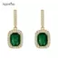 AqToCna 1 Cặp Pháp Vintage Xanh Trong Suốt Đá Quý Đơn Giản Treo Bông Tai Trang Sức Tinh Tế Thả Tòn Ten Cá Tính Thời Trang Bông Tai AqToCna