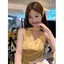 Áo yếm cổ xoay màu vàng ngọt ngào Hàn Quốc dành cho nữ mùa hè phong cách mỏng rỗng không đều đẹp tinh tế hàng đầu