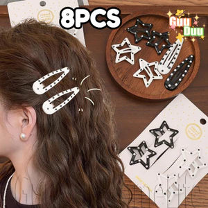4 / 8 Kẹp Tóc Họa Tiết Ngôi Sao Chấm Bi - Kẹp Tóc Hình Giọt Nước - Ngọt Ngào, Phong Cách Hàn Quốc, Y2K - Phụ Kiện Tóc Hàng Ngày - Kẹp Side Bangs / Giao Hàng Miễn Phí