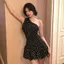 Váy đeo vai màu chấm bi Slim-fit Slimer Look Hot Girl Style Váy phong cách mới Váy phong cách ngắn nữ phong cách siêu ngắn Bud T