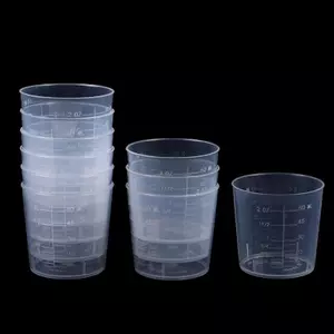 10 Cái 60ML Phòng Thí Nghiệm Nhựa Tốt Nghiệp Cốc Đo Cân Trong Suốt Hiển Thị VN