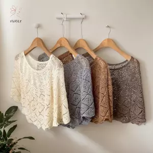 HNKMP Nữ Dệt Kim Băng Lụa Mùa Hè Nhẹ Rỗng Thiết Kế Thời Trang Sequin Đeo Vai Đầu Qua Vai Quấn Vai.