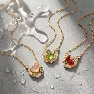 Câu Chuyện Cổ Tích Phong Cách Trái Cây Series Móng Ngựa Khóa Vòng Cổ Dâu Ô Liu Anh Đào Thiết Kế Vòng Cổ Kim Cương Mạ Vàng