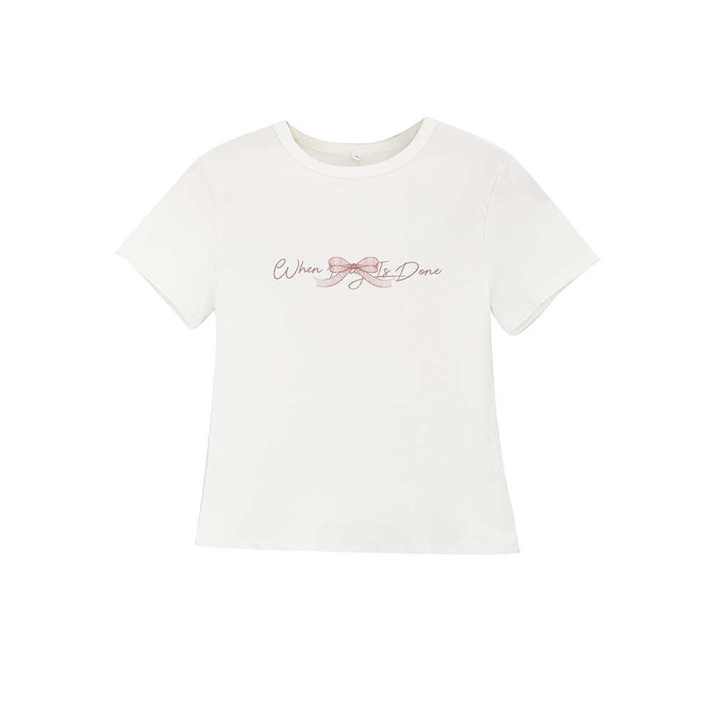 BOOM Áo Baby Tee Nữ Cotton Ôm Body-Áo Thun Ngắn Tay Y2K In Hình PhongCách Mùa Hè, Cổ Tròn Hàng Đầucách hàn quốc phong&22