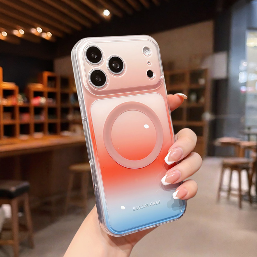 Ốp điện thoại từ tính gradient màu thời trang cho iPhone 17 Pro Max 14 15 16 pro max Bảo vệ ống kính chống rơi Vỏ cứng bảo vệ điện thoại