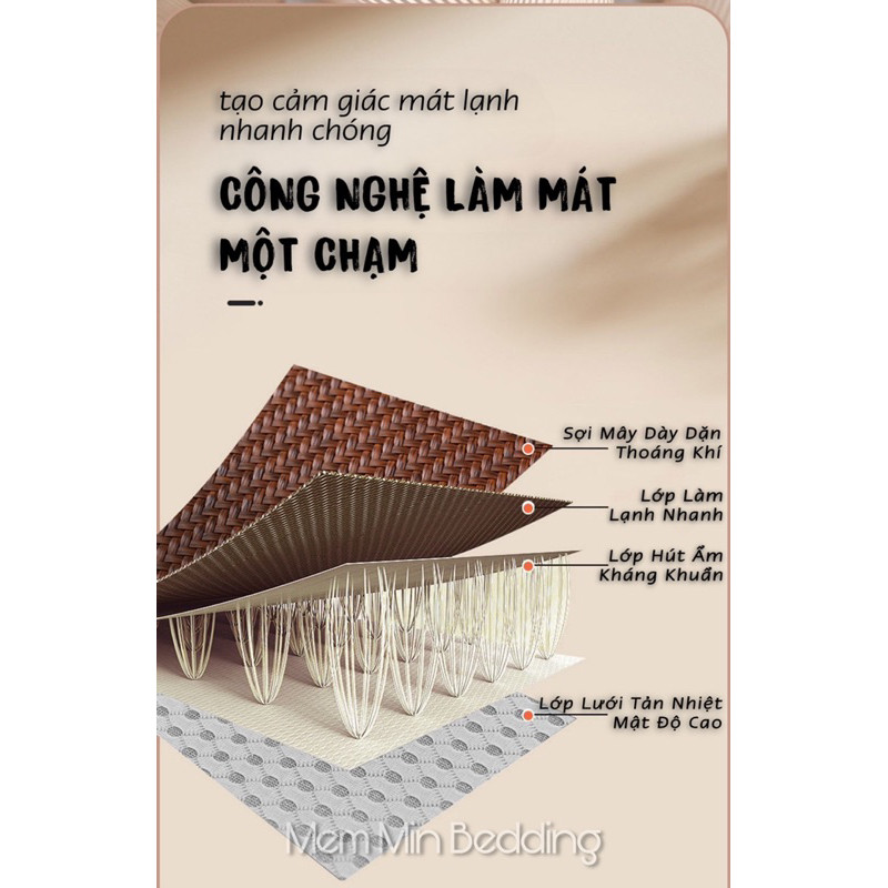 (CM01) Chiếu Mây Lạnh Ms Cool- Viền Da, Viền Vải Nội Địa Trung- Hàng loại 1- Chuẩn Đẹp, Dày Dặn, Cực Mát - MemMin Luxury