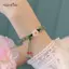 AqToCna Đào Hoa Ngọc Vòng Tay Dành Cho Nữ Cô Gái Thời Trang Trung Quốc Cổ Mã Não Đỏ Hạt Charm Vòng Tay Dệt Tay Dây Trang Sức Quà Tặng AqToCna