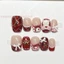 10 Chiếc Móng Tay Nhân Tạo Gấu Anh Đào Vẽ Tay Màu Đỏ Giả Móng Tay Acrylic Thoải Mái Nhẹ