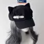 MAKY Tai Mèo Nữ Bông Tai Kẹp Gothic Gothic Gothic Gothic Gothic Beret Y2K Bé Gái Steampunk Punk Dây Kéo Handmade Mũ Chống Nắng VN