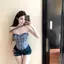 American Retro Hot Girl Blue Kẻ sọc ống Áo Vest nữ 2026 Mùa xuân Thiết kế mùa hè Sense Eo Ôm hơn Nhìn sang trọng Top