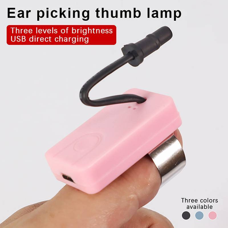 AN.MART Ear Piing Tool Đèn ngón tay cái có thể sạc lại Đèn loại bỏ sáp ba cấp để làm sạch thực tế Đèn tai Pi Thumb Supplies VN