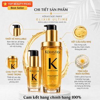 Kérastase Elixir Ultime Refillable Hydrating Hair Oil dầu dưỡng tóc bóng mượt mới nguyên hộp