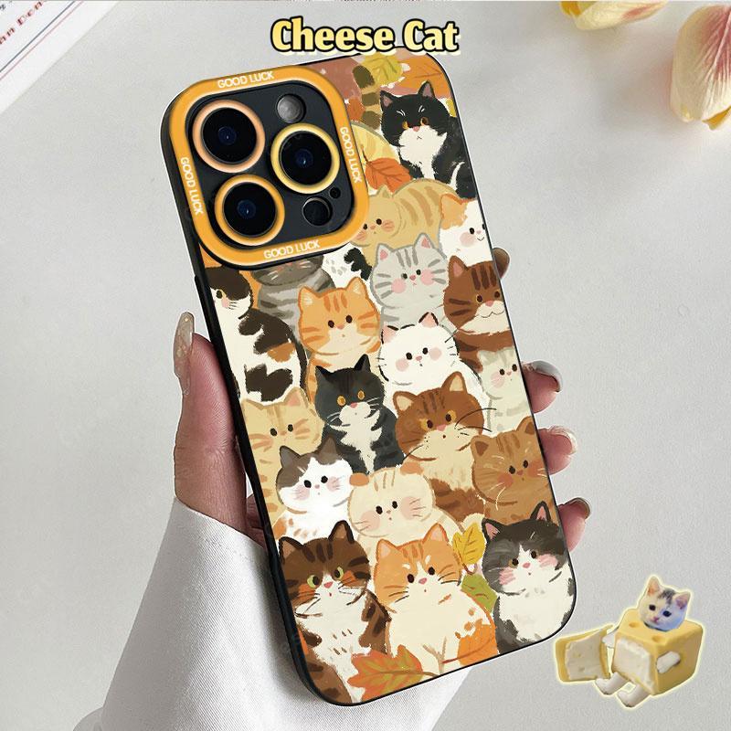 Ốp điện thoại hình mèo con tròn trịa và mũm mĩm cho iPhone 13 14 15 Plus 11 12 16 17 Pro Max XR Xs Max 7Plus 6 8 SE