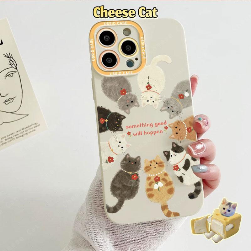 Ốp điện thoại mèo hoa đỏ nhỏ cho iPhone 17 Pro Max cho iPhone 13 14 15 Plus 11 12 16 Pro Max XR Xs Max 7Plus 6 8 SE