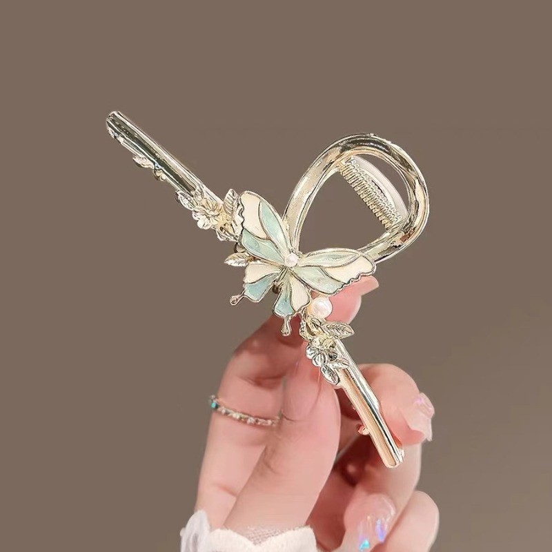 MAUROPOLI Mới Phong Cách Trung Hoa Bướm Kẹp Nữ Mùa Hè Cao Cấp Cá Mập Kẹp Phong Cách Mới Lớn Đầu Đĩa Tóc Mũ Đội Đầu