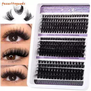 FAVORITEGOODS Bộ nối mi DIY, 100D với Bond và Seal Bộ lông mi riêng lẻ, Dễ dàng áp dụng Lông mi giả dày Wispy Mi thân thiện với người mới bắt đầu