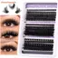 FAVORITEGOODS Bộ nối mi DIY, 100D với Bond và Seal Bộ lông mi riêng lẻ, Dễ dàng áp dụng Lông mi giả dày Wispy Mi thân thiện với người mới bắt đầu
