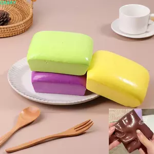 QEARY Mô Phỏng Bánh Mì Bóp Đồ Chơi, PU Mô Phỏng Thực Phẩm Dính Bánh Mì Nướng Chậm Đồ Chơi, Mới Lạ Tròn / Vuông Ngộ nghĩnh Mềm Cảm Giác Đồ Chơi Squishy Đồ Chơi Trẻ Em