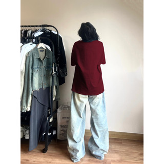 （Giao hàng 24h）Angela Áo thun xịn nữ đỏ nơ local brand áo phông mùa hè âu mỹ