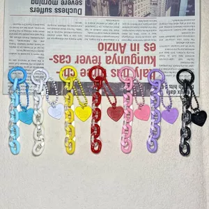 Giảm Giá Dây Xích Đậu Mùa Hè Thạch Acrylic Dây Xích Trái Tim Tình Yêu Tự Làm Phụ Kiện Túi Mặt Dây Chuyền Móc Chìa Khóa Treo Dây Xích