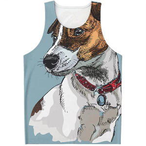 Áo thun nam in hình Jack Russell Terrier 3D dễ thương, Áo thun tập thể dục không tay mùa hè, mềm mại thoáng khí