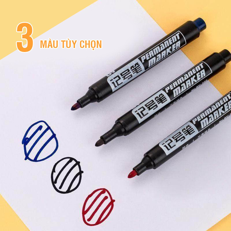 Combo Bút Lông Dầu Đen 50 – Mực Khô Siêu Nhanh Không Lem, Ngòi Bền Sắc, Đánh Dấu Văn Phòng Kho Bãi