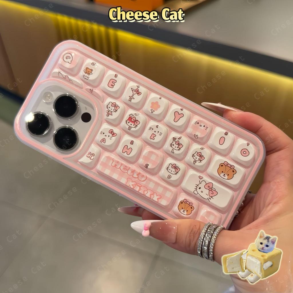 cho Chan Shin Ốp lưng iPhone hoạt hình dễ thương Kitty cho iPhone 11 14 13 15 12 16 17 Pro Max Ốp bàn phím sáng tạo