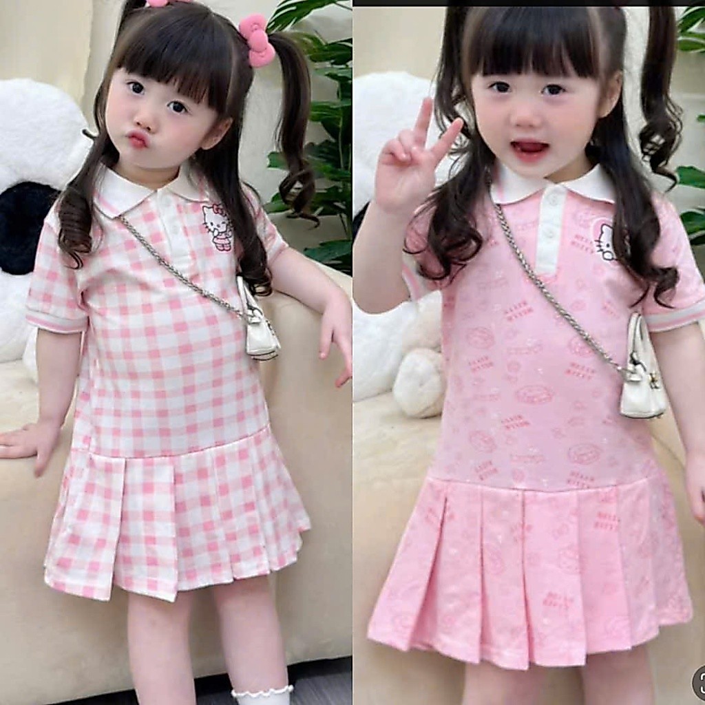 Bộ Váy Kitty 2 Mầu Cho Bé Gái Từ 9-35kg