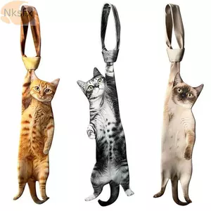 Cà vạt mèo con NKSFX, Cà vạt nam hình cá mới lạ giống như thật, Thời trang mèo họa tiết động vật bằng vải Satin Dây buộc cổ sáng tạo cho đám cưới và bữa tiệc