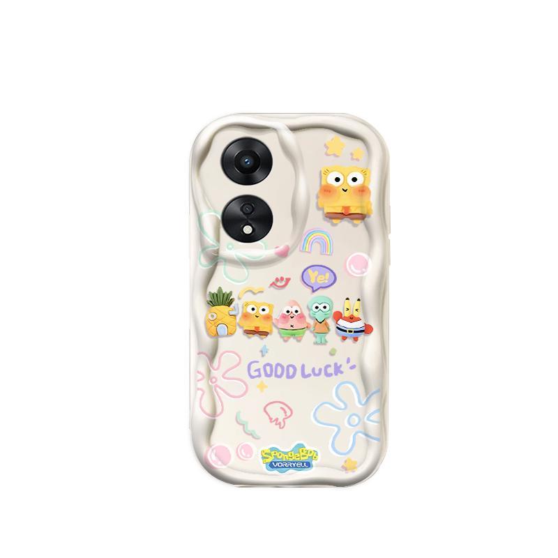 Thích hợp cho OPPO A18 A38 A58 A60 A17 A17K 4G 3D Điện thoại thông minh TPU mềm SpongeBob SquarePants Vỏ điện thoại chống sốc