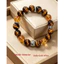 Nam sang trọng vàng hổ mắt citrine tháp vàng pha lê vòng tay giàu có thu hút cao cấp đá tự nhiên đính cườm tay trang sức