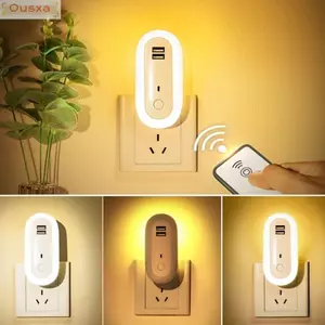 Đèn ngủ LED OUSXA, Đèn ngủ có thể điều chỉnh độ sáng, Tiết kiệm năng lượng di động với đèn ngủ treo tường điều khiển từ xa