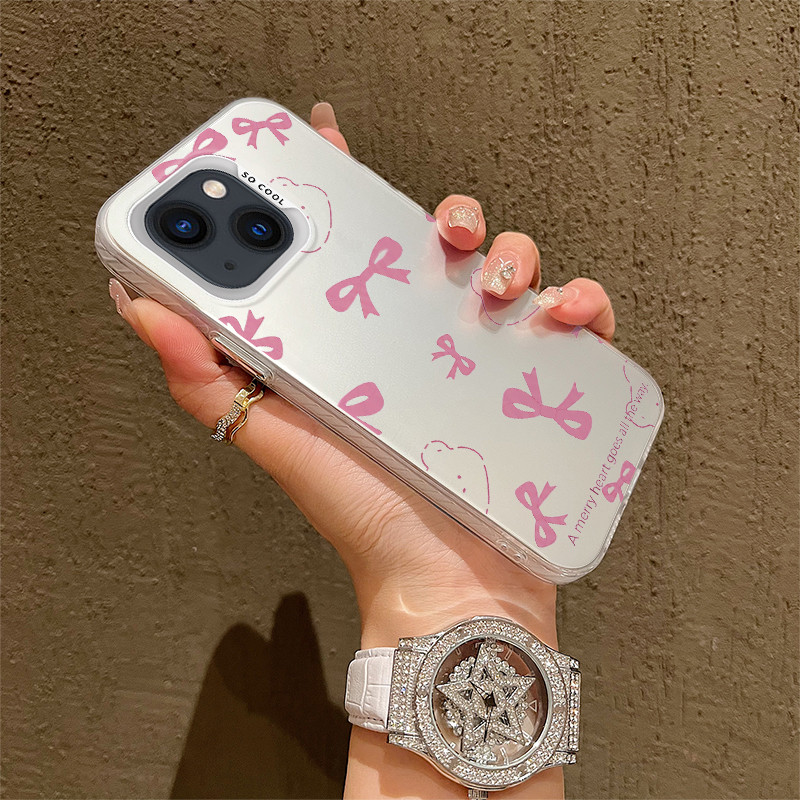 Ốp Điện Thoại Cho IPhone 6 6S SE 2020 7 8 X XS Max XR 11 12 13 14 Plus 15 16 17 Pro Max 17 AIR Pink Bow Coquette Bear
