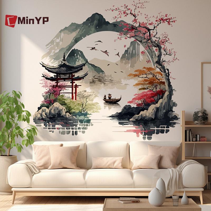 CMinYP Tranh Phong Cảnh Chim Núi Sông Tường Stier Baground Nhà Phòng Ngủ Tường Bếp Tủ Lạnh Trang Trí Nhà Đề Can Vinh Quang